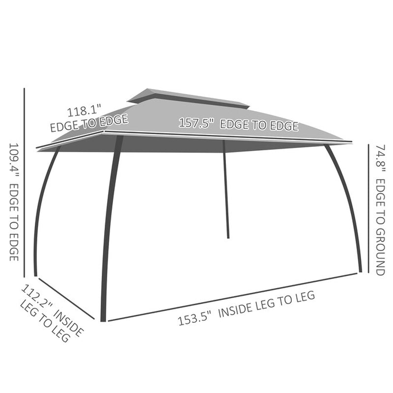 9.83-Ft X 13-Ft Outdoor Gazebo Canopy Shelter with Netting Beige Gazebo with Soft Top Roof
