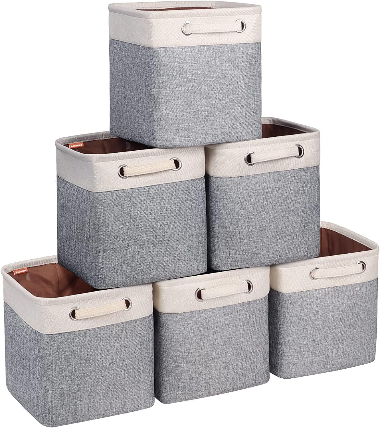 Kntiwiwo Cube Storage Bins 10.5” X 10.5 X 11” Cloth Baskets for Storage with Handles Storage Bins for Shelf, Closet, Office Organizer, Set of 6