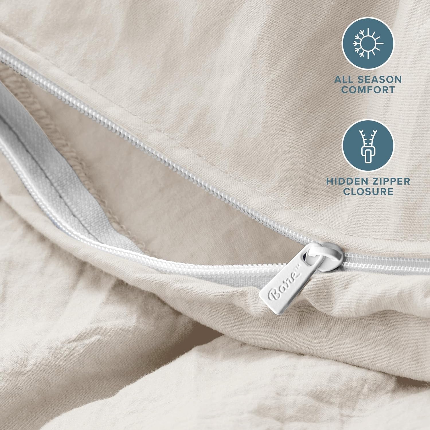 Bare Home Microfiber Duvet Cover Set - Ultra Soft Washed Microfiber - Twin/Twin Extra Long - Linen-Like Look - Easy Care - Breathable Fabric - Our Softest Duvet Cover Set (Twin/Twin XL, Fog)