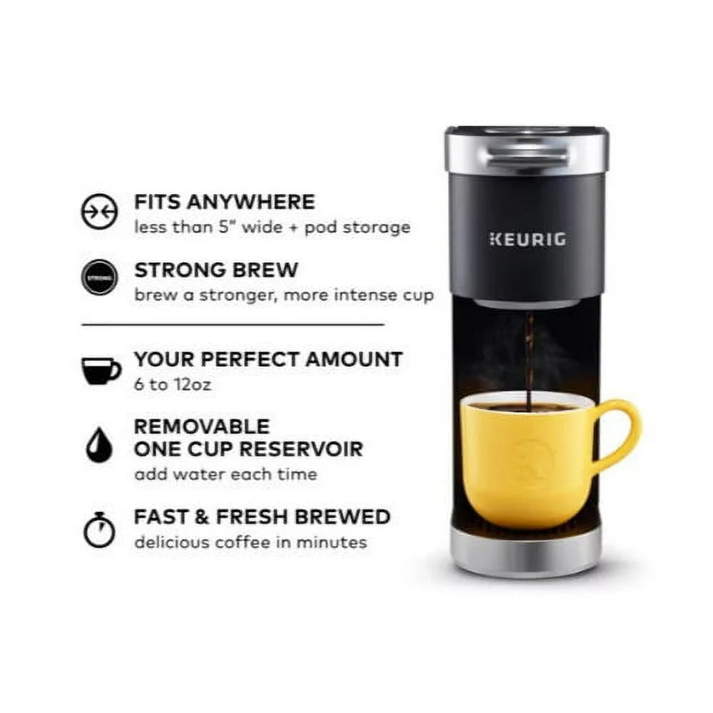 K-Mini plus Single Serve Coffee Maker (Black) with Accesories