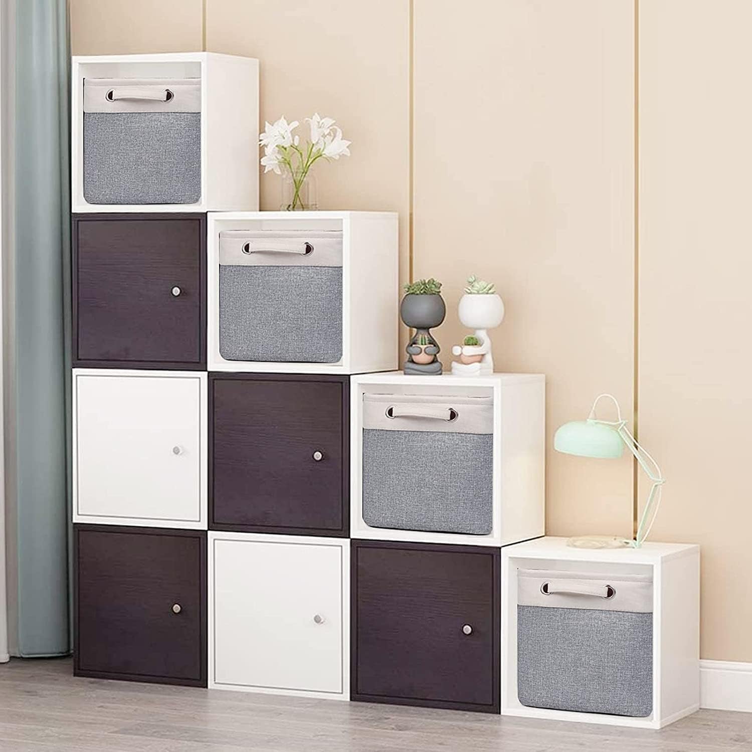 Kntiwiwo Cube Storage Bins 10.5” X 10.5 X 11” Cloth Baskets for Storage with Handles Storage Bins for Shelf, Closet, Office Organizer, Set of 6