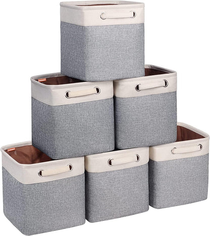 Kntiwiwo Cube Storage Bins 10.5” X 10.5 X 11” Cloth Baskets for Storage with Handles Storage Bins for Shelf, Closet, Office Organizer, Set of 6