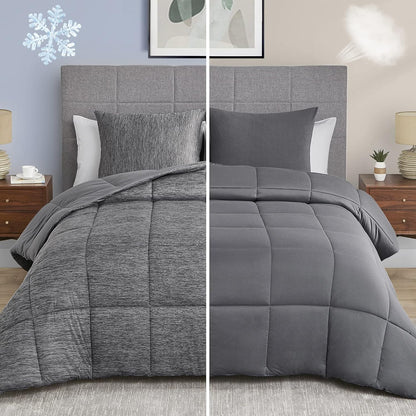 Grey King Comforter Set, 3 Pieces Reversible Cooling & Breathable Comforter, Lightweight All Season down Alternative Bedding Comforter Set (106"X90")